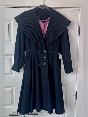 Vintage 1940s 1950s Wool Princess Coat w/ Cape Collar – Petite XS S – Handmade